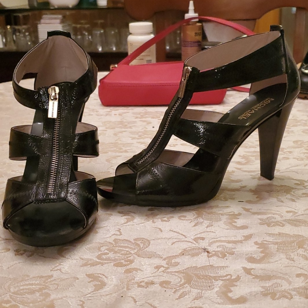 4 inch black Michael Kors heel sandals